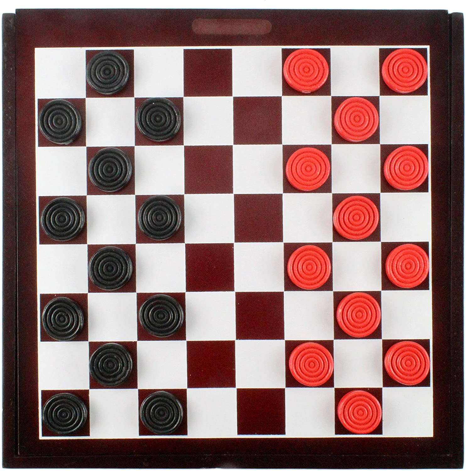 Black & Red Carved Stackable Wooden Checkers 24 Pieces With Drawstring ...