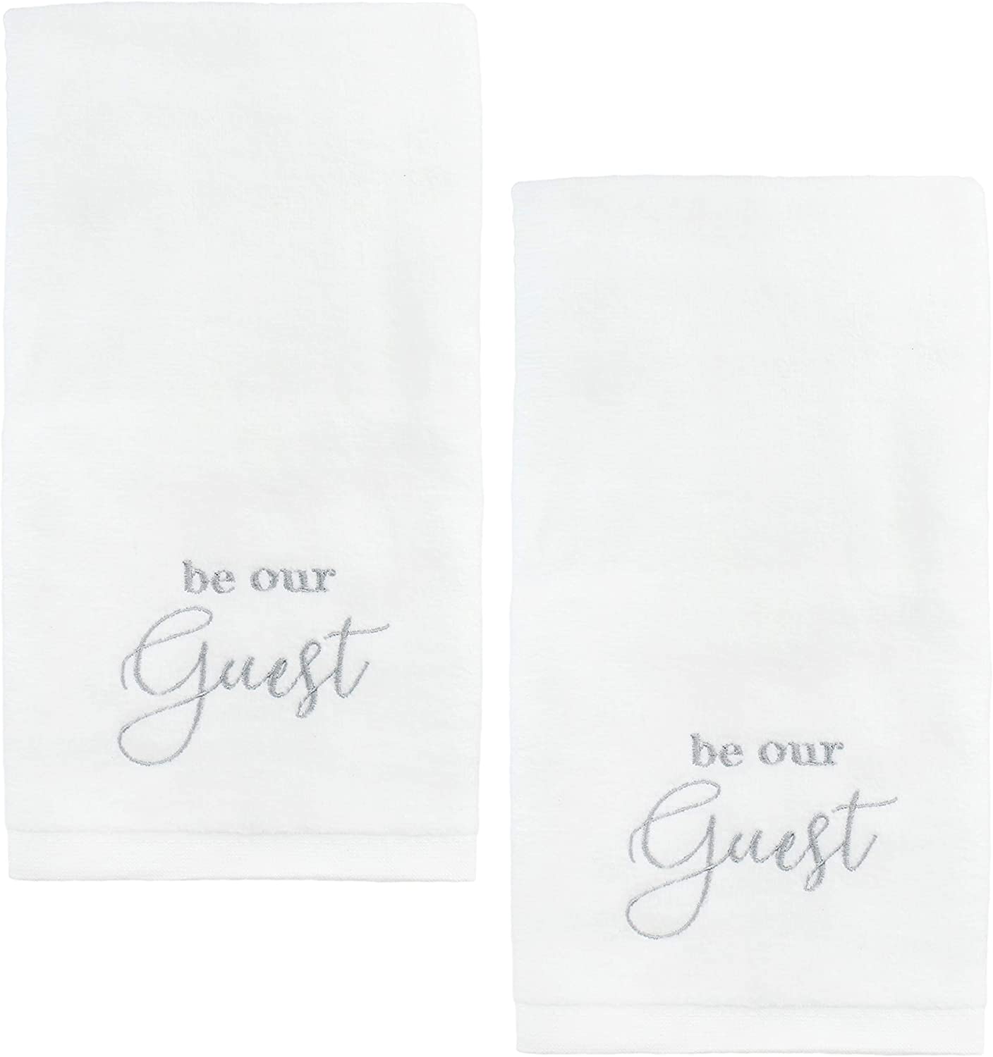 (set Of 2); Be Our Guest Monogrammed Hand Towels