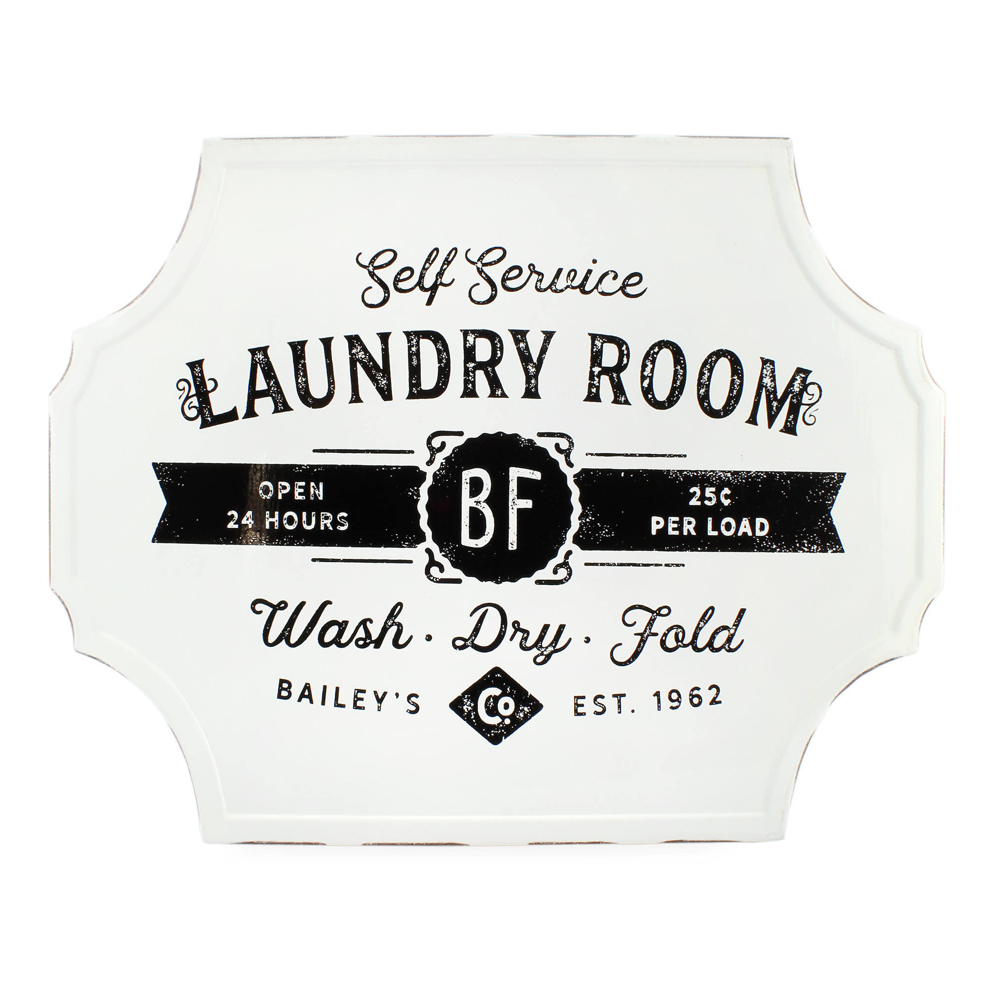 【おしゃれ】 Rustic Laundry いよいよ人気ブランド Room Sign Vintage Style White Farmhouse En Metal