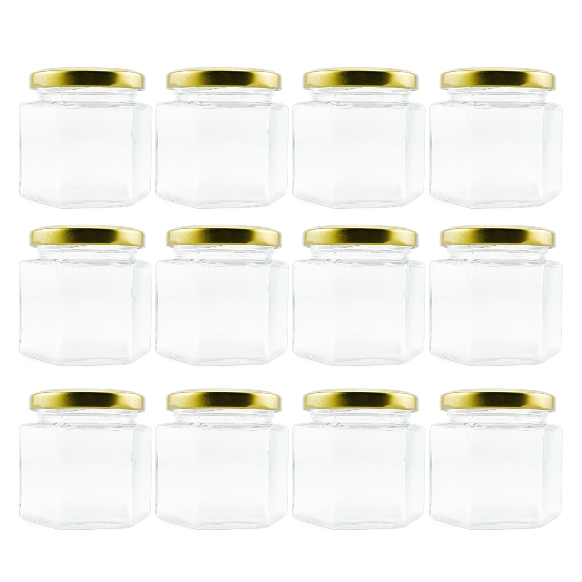 25, 4oz 4oz Hexagon Glass Jars 25 pack 